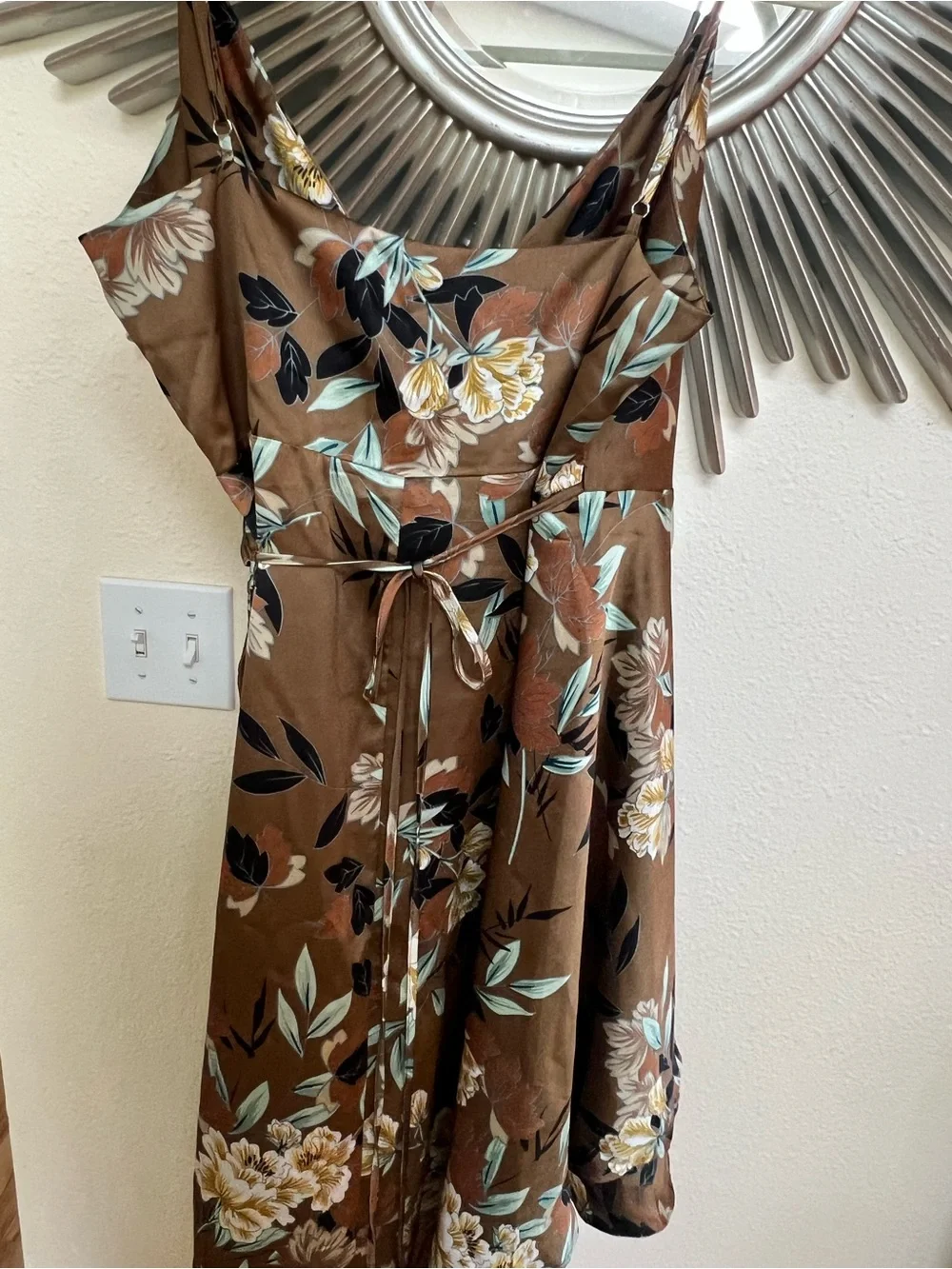 Baltic Born Steffi Tulip Wrap Dress Neutral  Floral High-Low Slip Dress Large - Picture 4 of 5